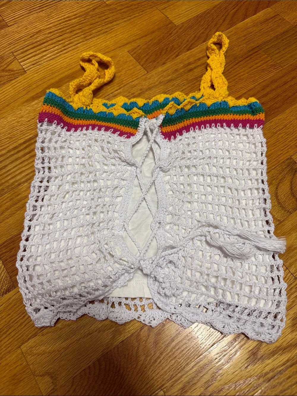 White Crochet Skirt & shirt with hat & bag